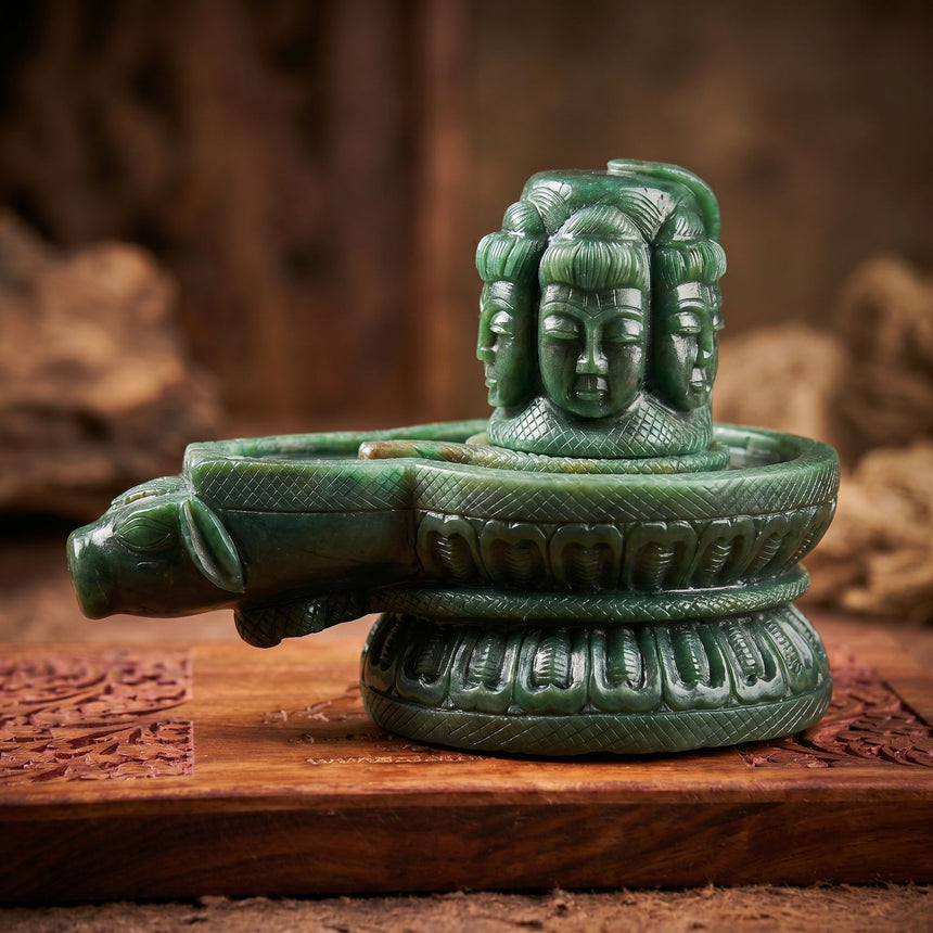 Green Jade Shivalingam