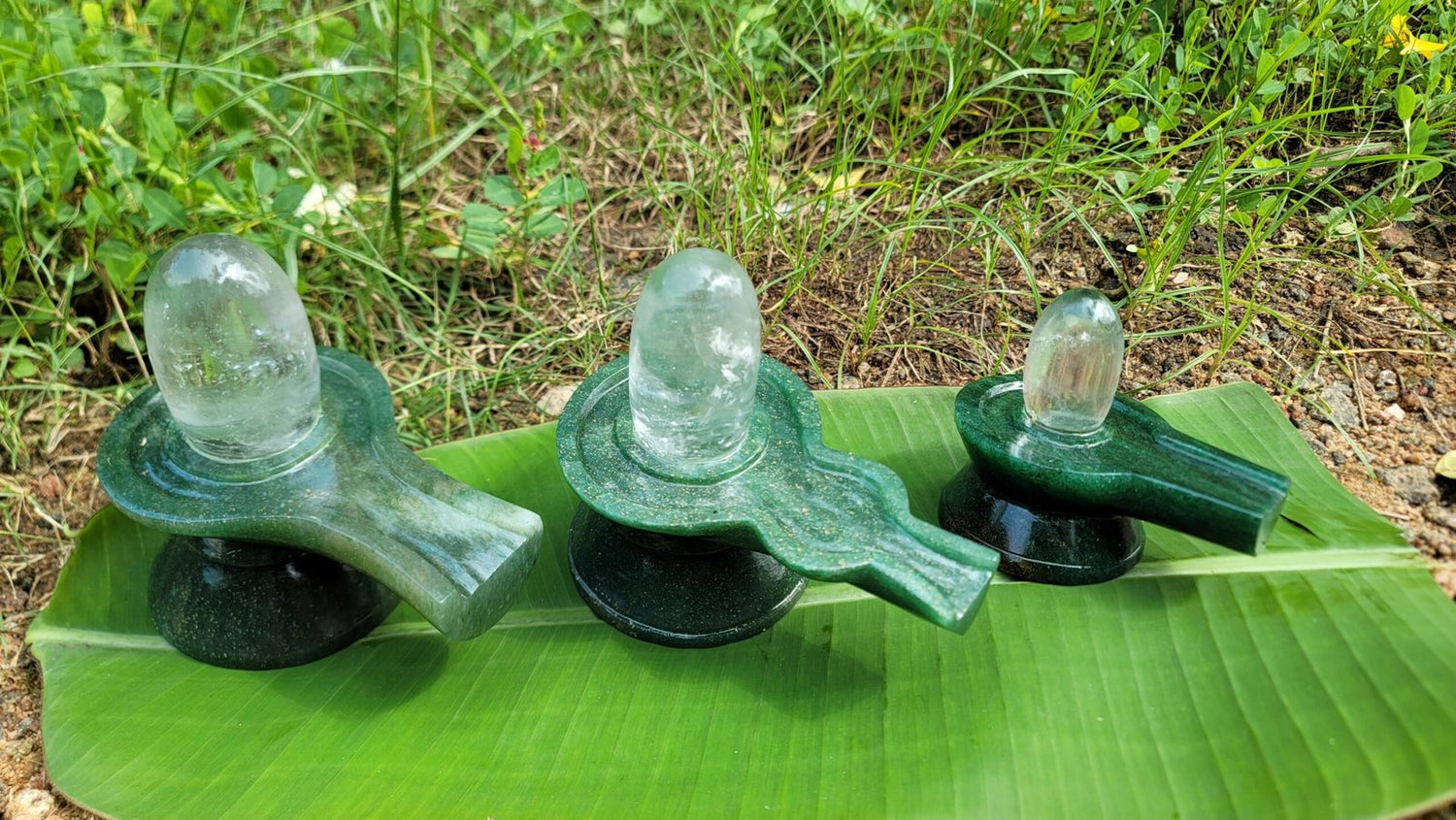Green stone & Spatika Shivalinga