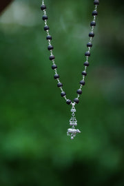 Karungali German Silver Mala with varanasi Nandi Pendant