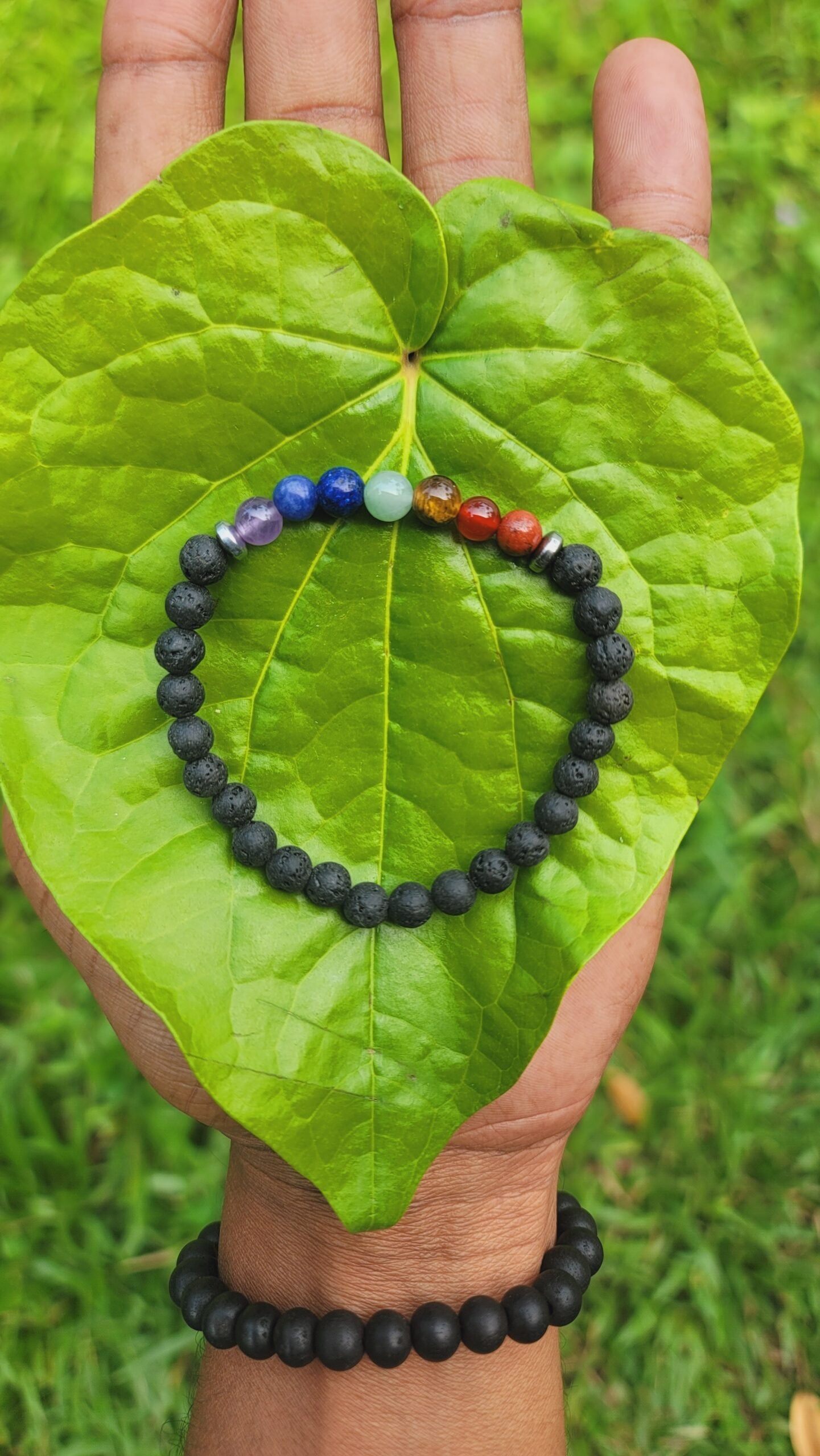 Lava With Seven Chakra Bracelet
