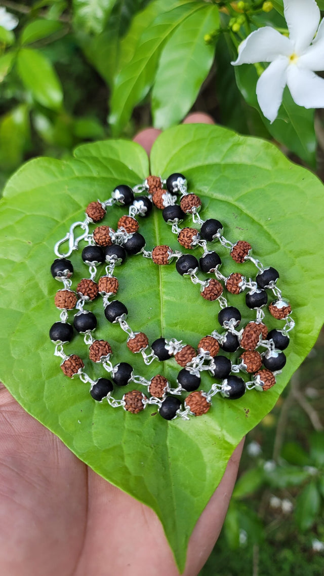 Karungali German Silver with Rudhraksha mala 7mm