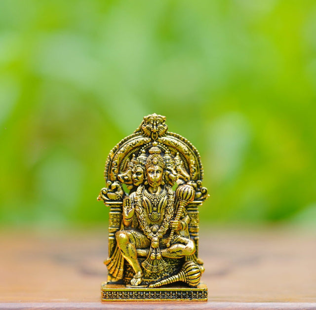 Panchamukhi Hanuman Idol Gold Finish For Home