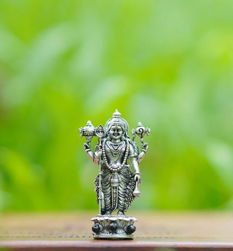 Lord Vishnu Silver Finish Idol for Home