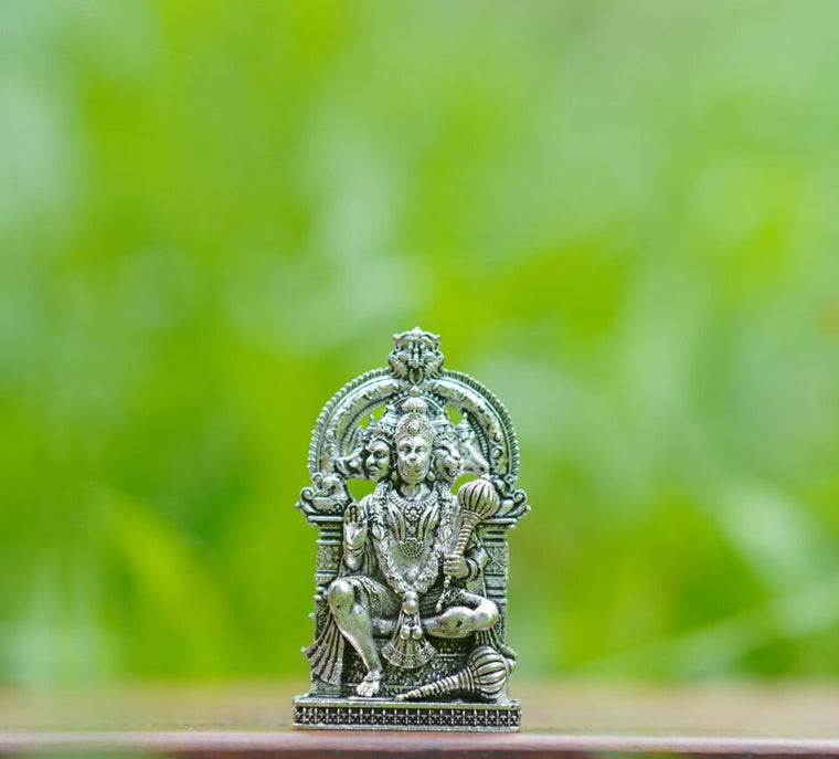 Panchamukhi Hanuman Idol Silver Finish For Home