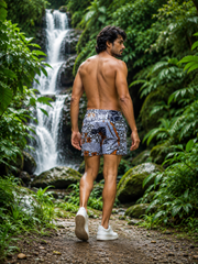 Batik Orange Navy Shorts