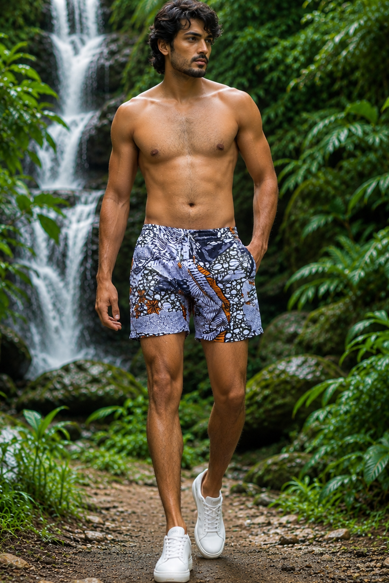 Batik Orange Navy Shorts