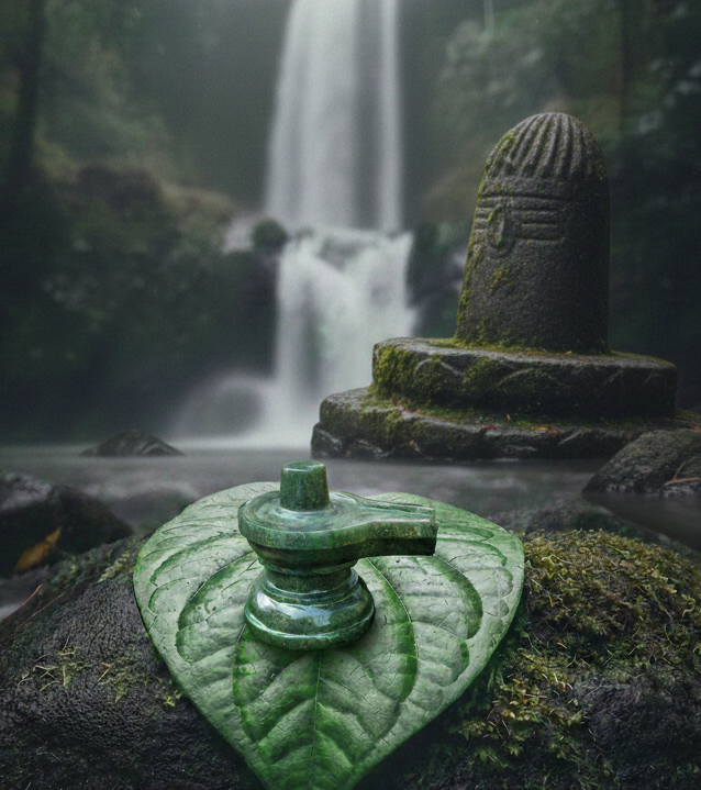 Green Stone (Emerald Shivalinga)1kg-Type A 4inch