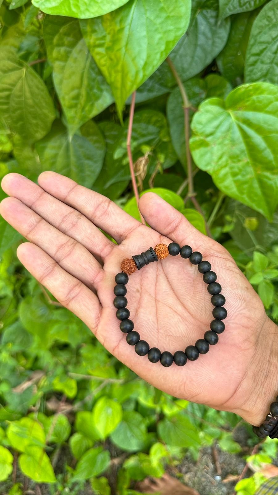 Karungali Bracelet - 8mm Rudraksha & Damaru