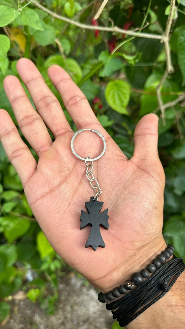 Karungali Cross Key Chain