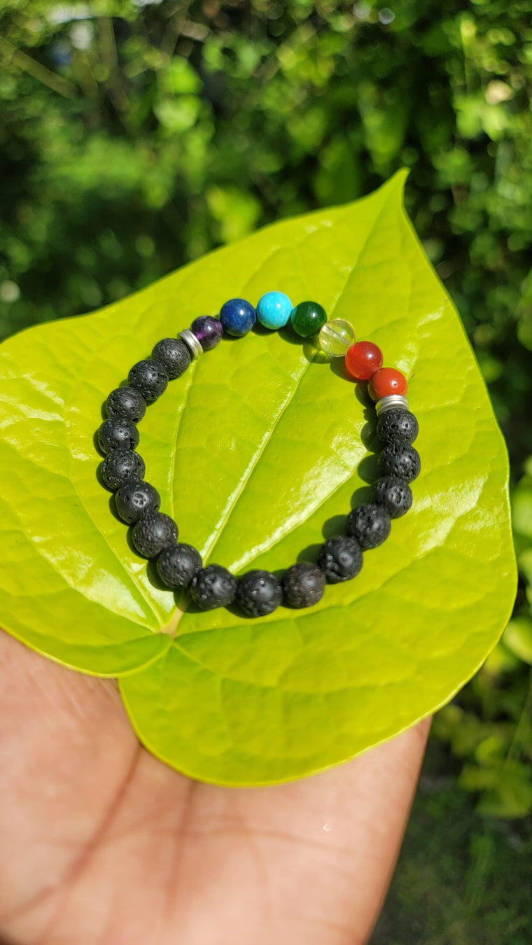 Lava With Seven Chakra Bracelet
