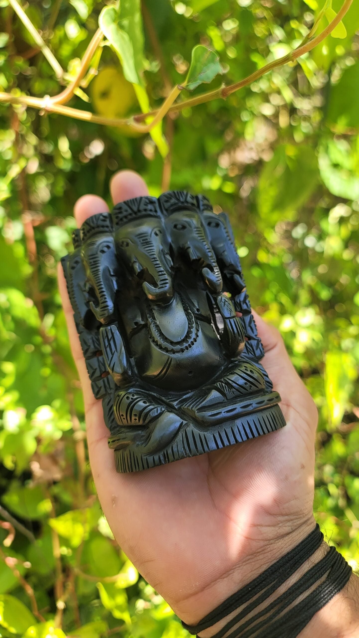 Karungali 5 Head Ganesh 4 inch