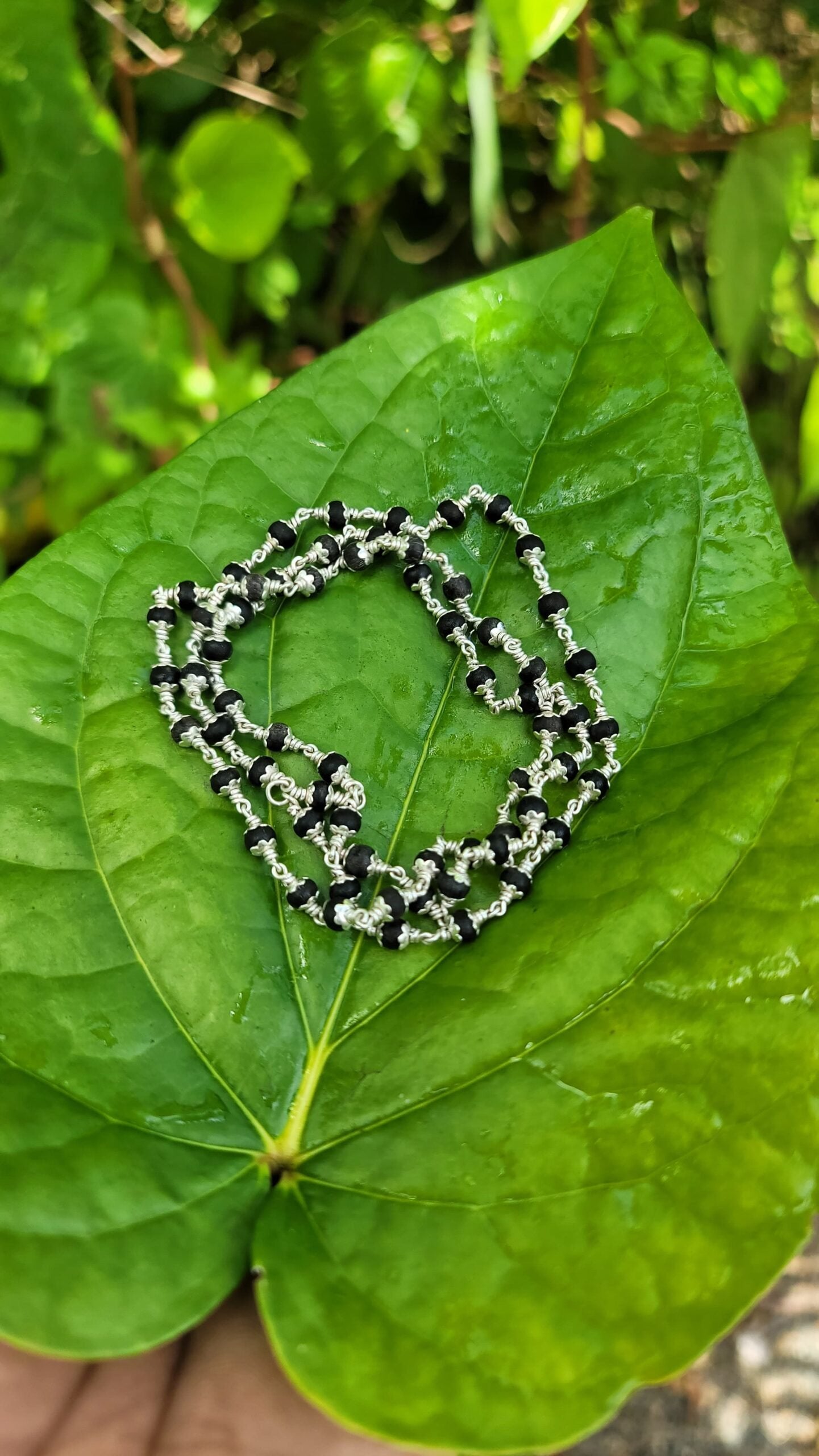 Karungali Silver(925) Cap Mala - 4mm