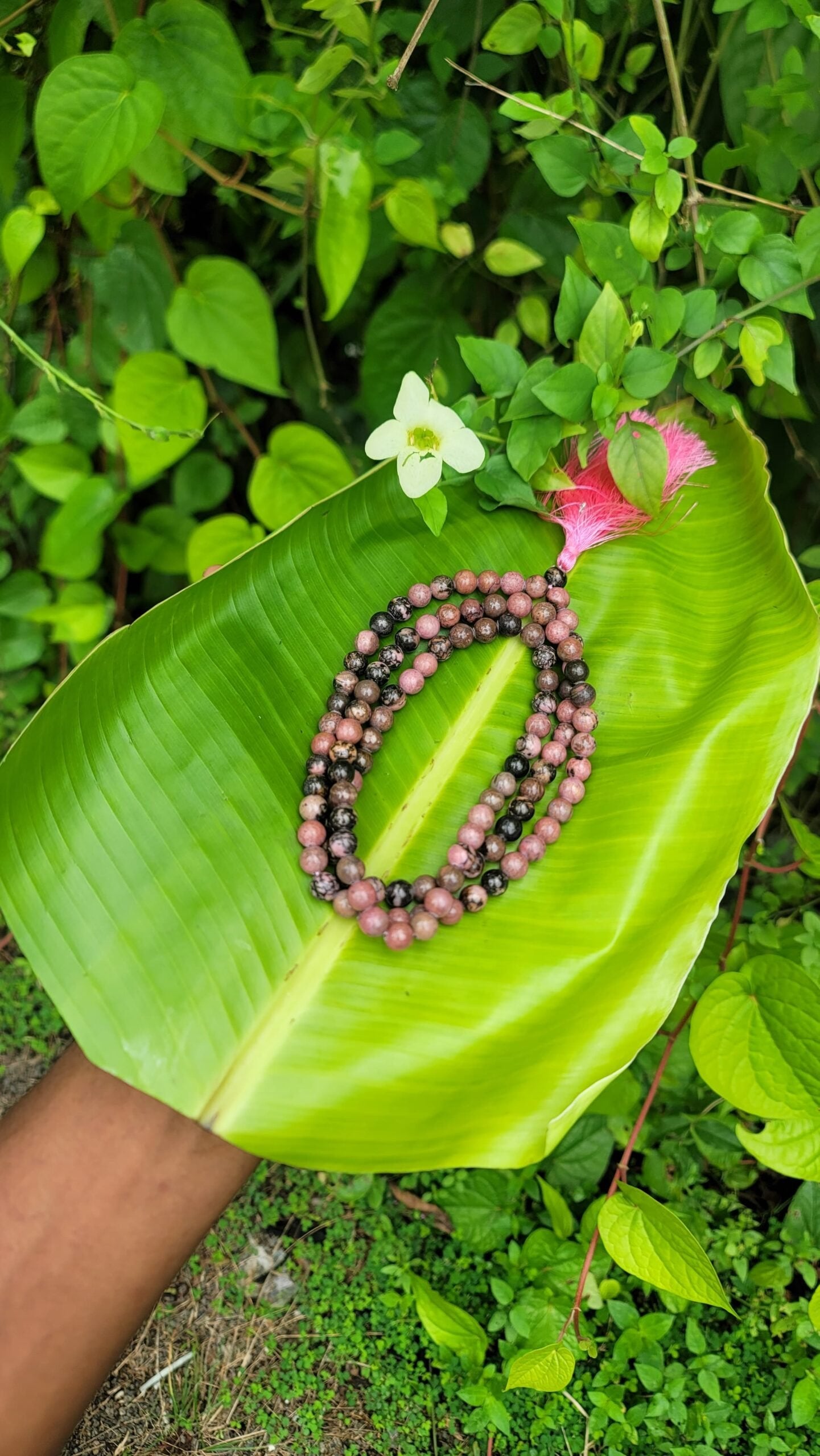 Rhodonite Gemstone Mala 108 Pearls