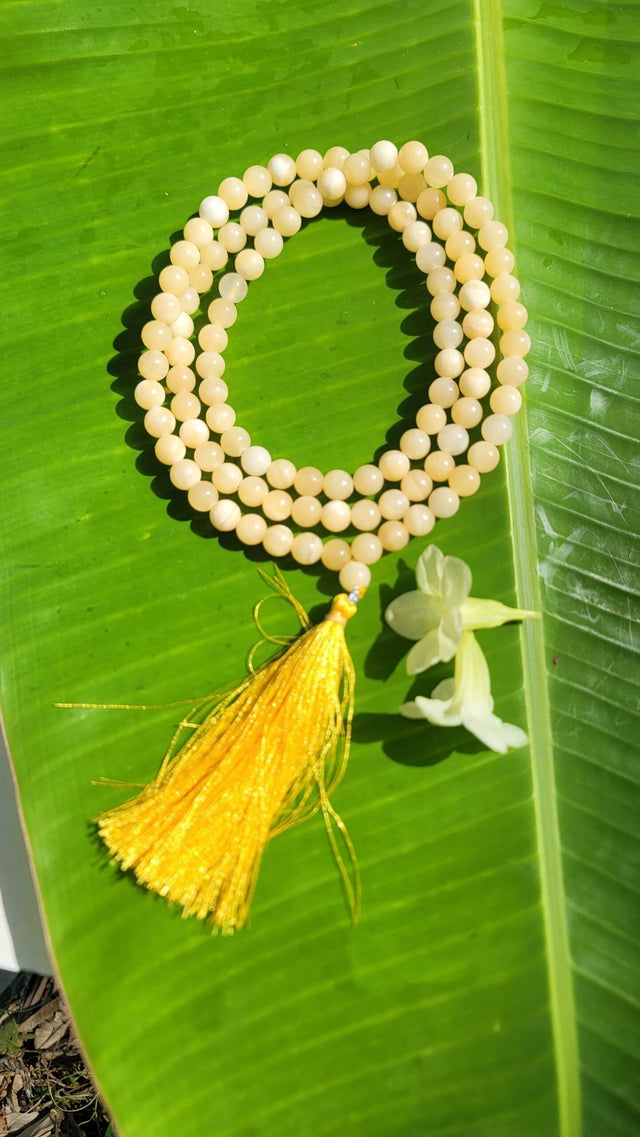 Yellow calcite Gemstone Mala 108 Pearls