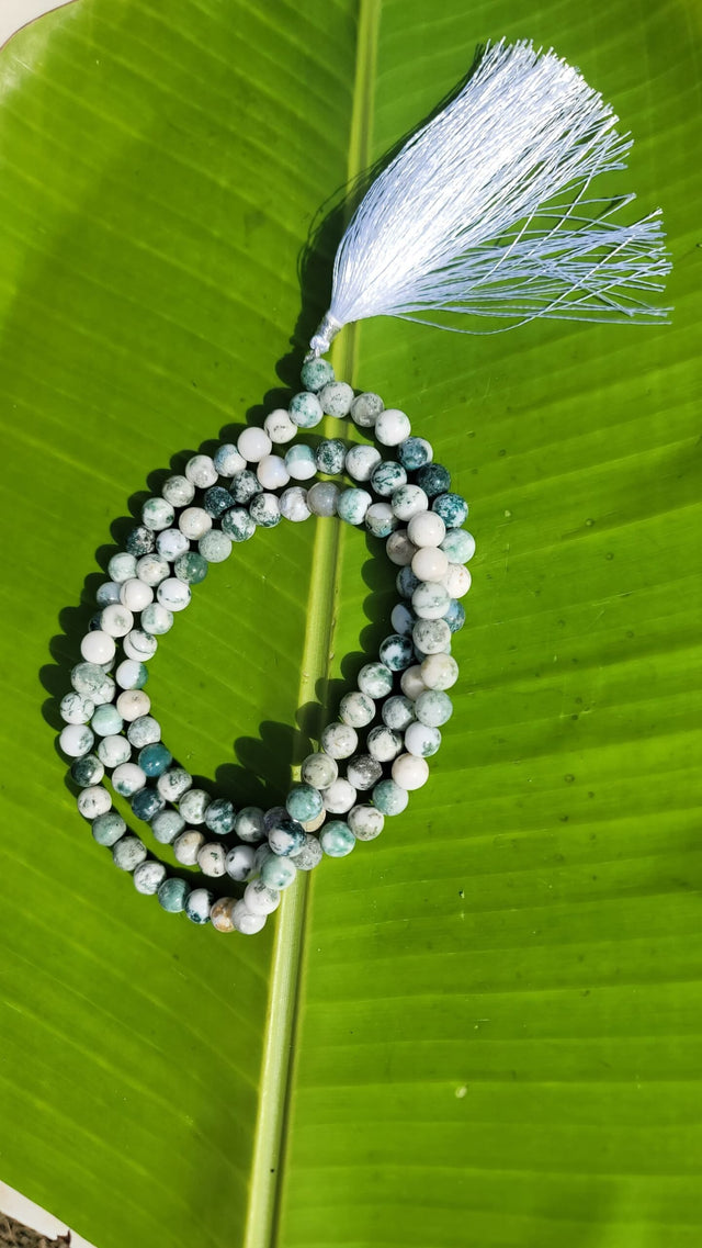 Tree agate Gemstone Mala 108 Pearls