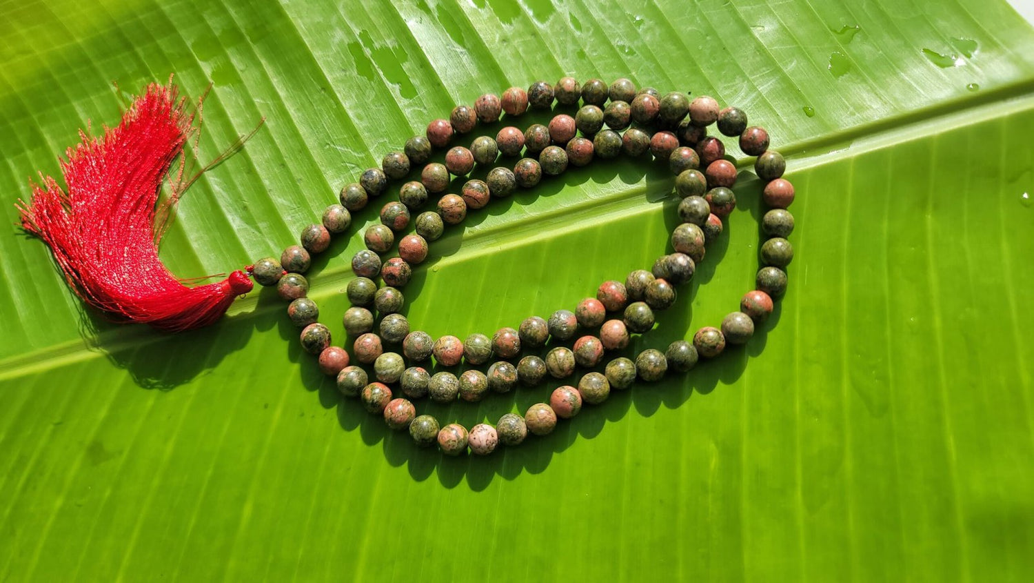 Unakite Gemstone Mala 108 Pearls