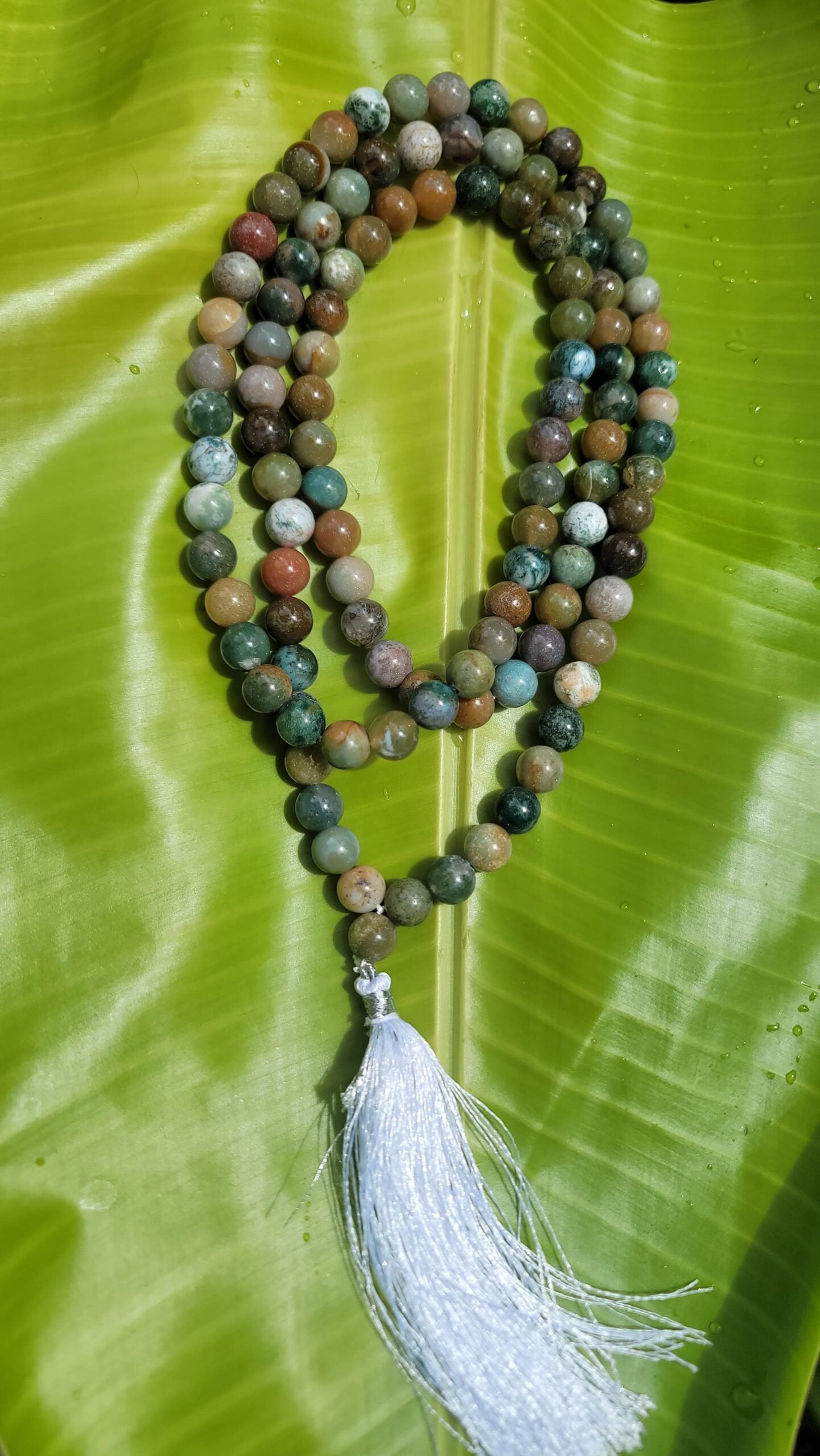Indian Agate Gemstone Mala 108 Pearls