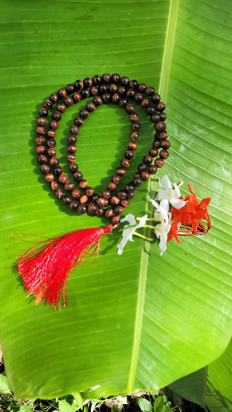 Red Tiger Eye Gemstone Mala 108 Pearls