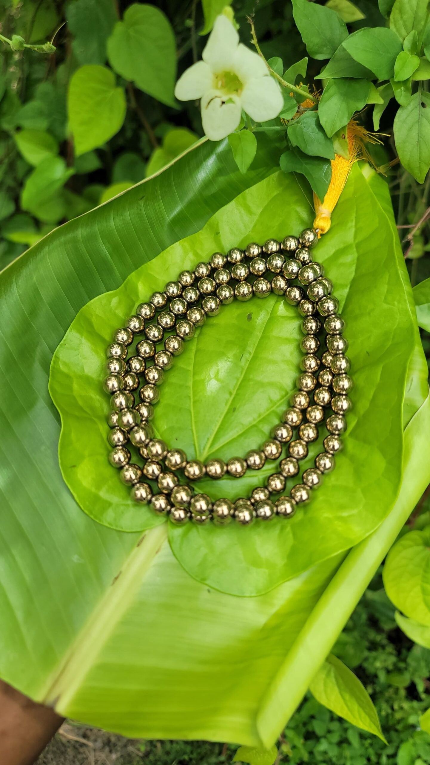 Pyrite Gold Gemstone Mala 108 Pearls