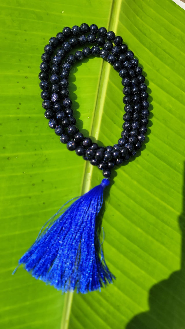 Blue Sun Star Gemstone Mala 108 Pearls