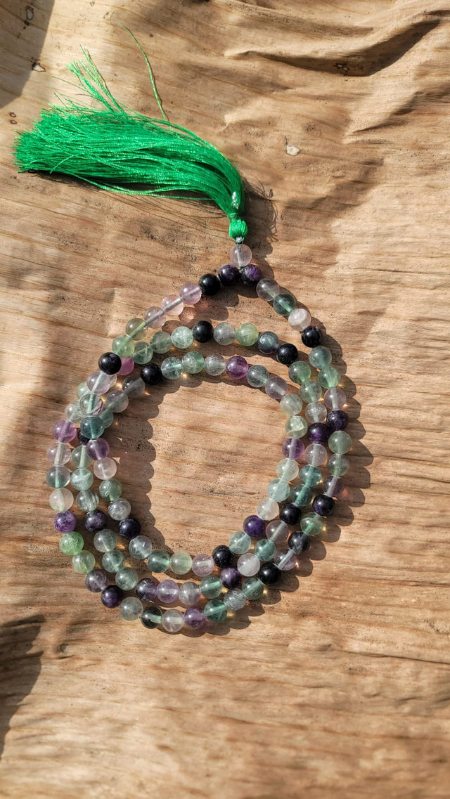 Multi Fluorite Gemstone Mala 108 Pearls