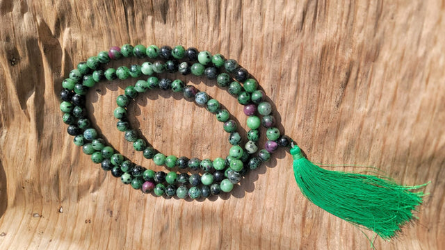 Ruby zoisite Gemstone Mala 108 Pearls
