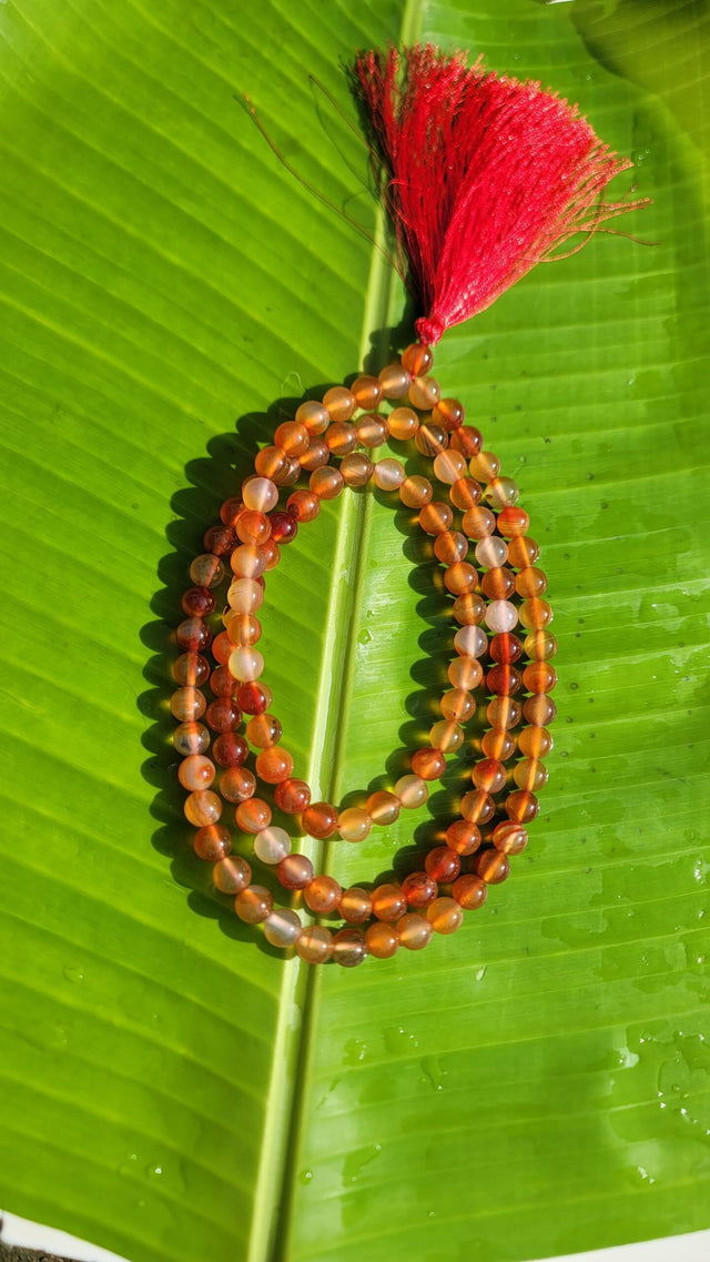 Carnelian Gemstone Mala 108 Pearls