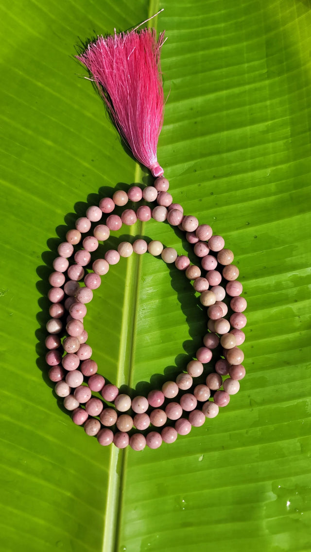 Rhodocrosite Gemstone Mala 108 Pearls