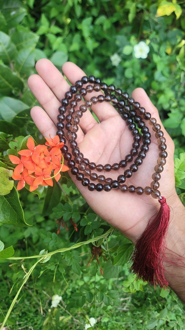 Smoky quartz Gemstone Mala 108 Pearls