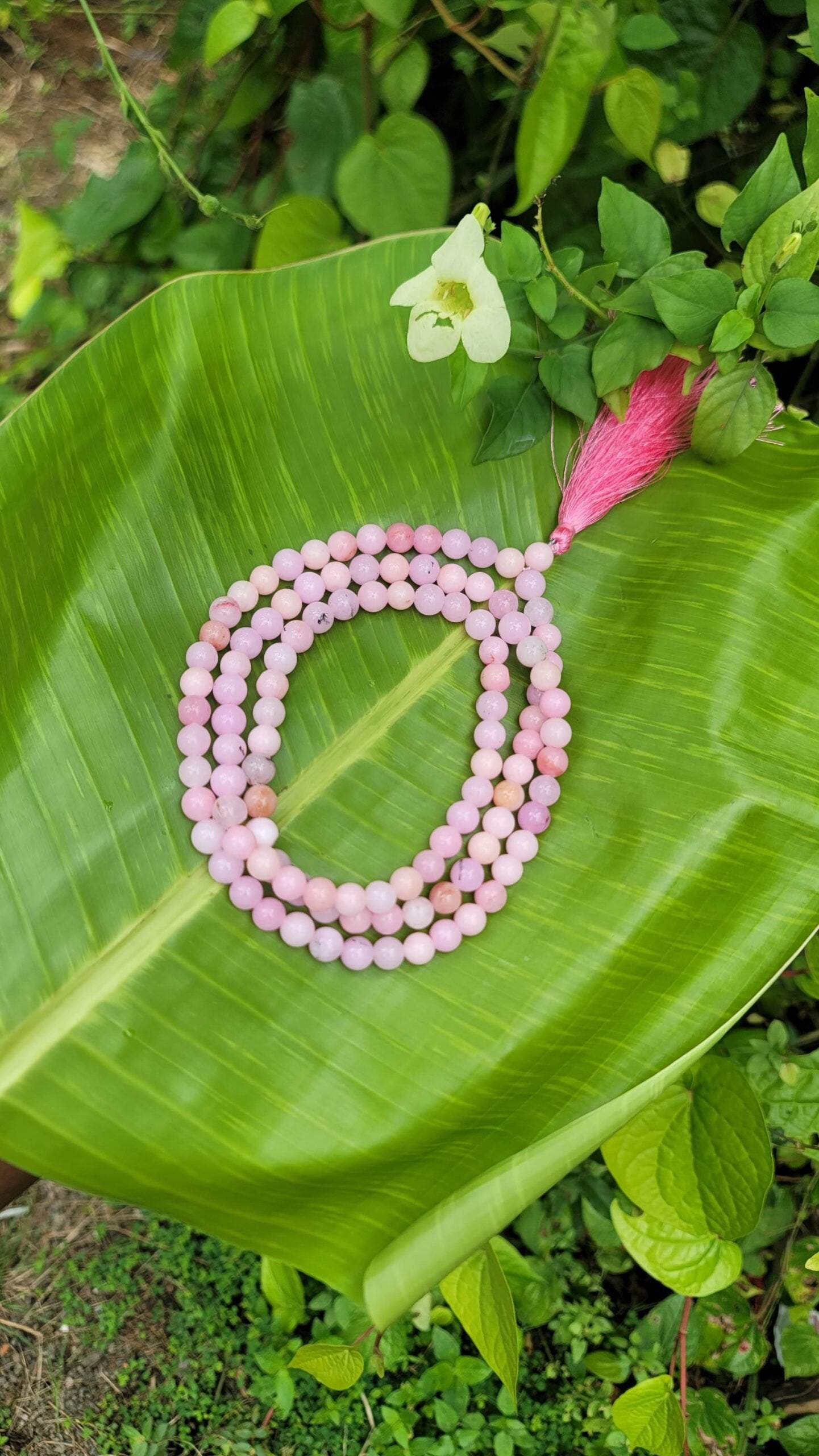 Pink opal Gemstone Mala 108 Pearls
