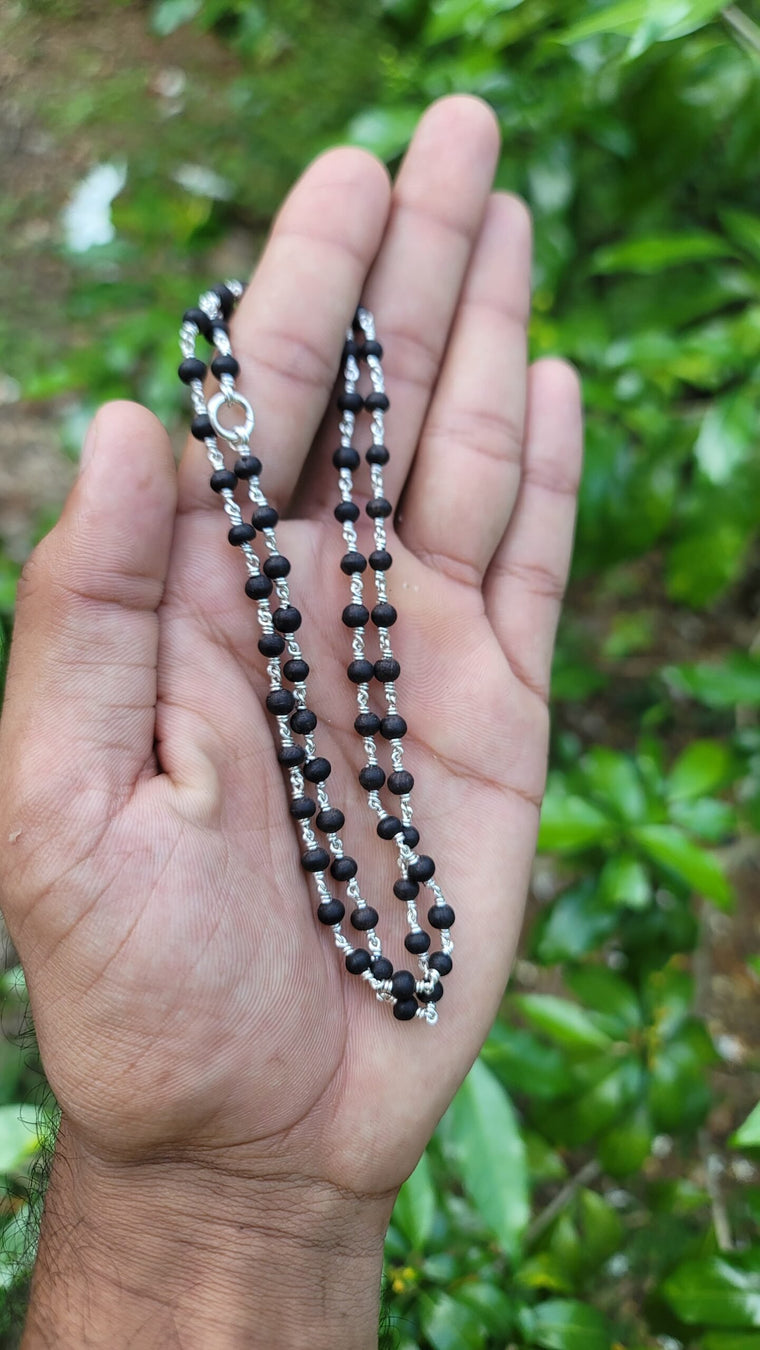 Karungali Silver(925) Plain Mala - 4mm