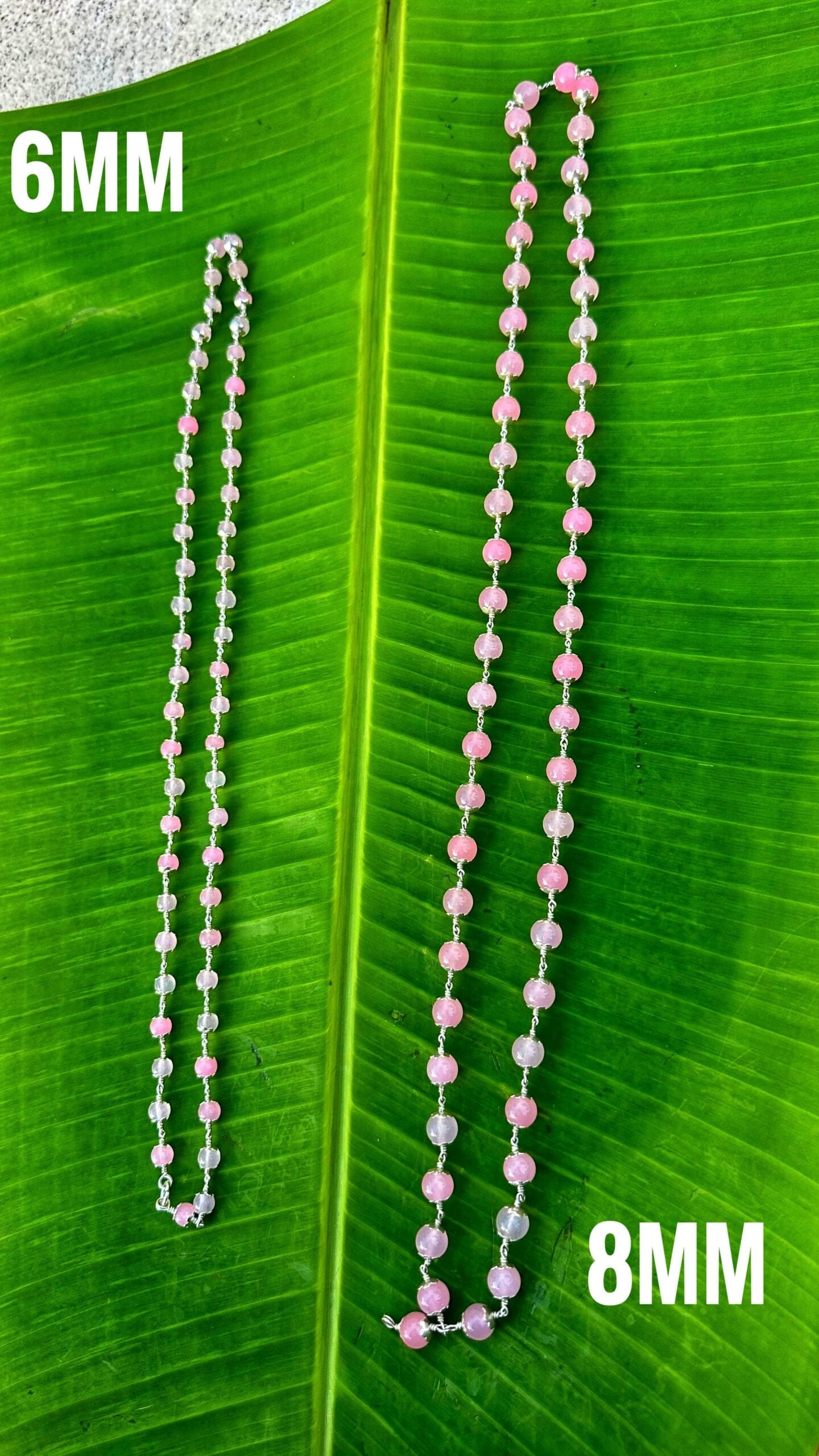 Rose Spatika Mala Silver(925) - 6mm