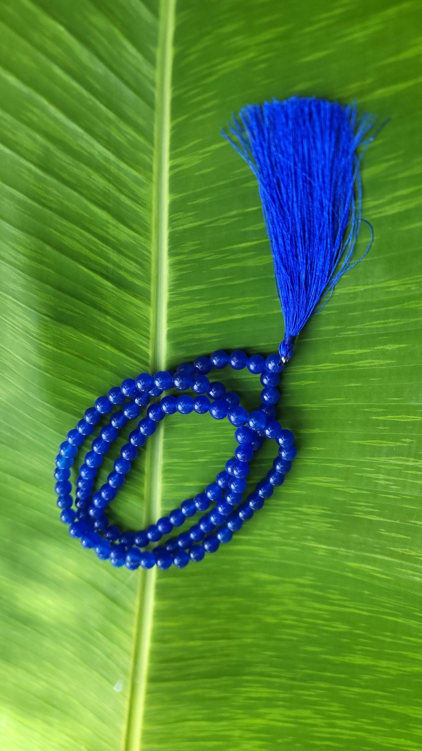 Blue Agate Gem stone mala 108 pearls
