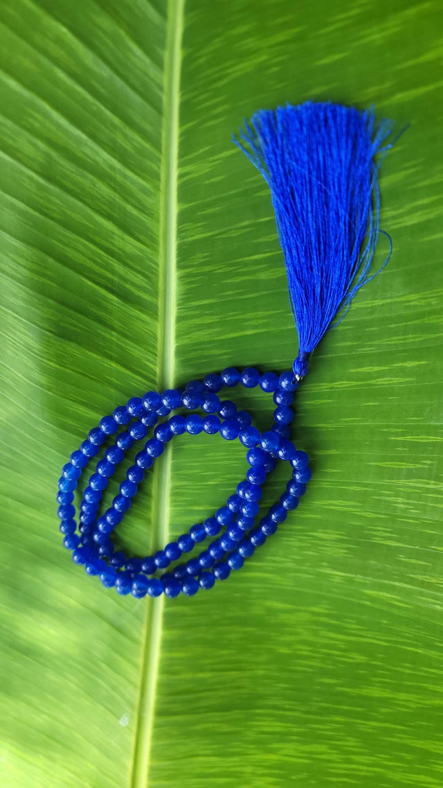 Blue Agate Gem stone mala 108 pearls