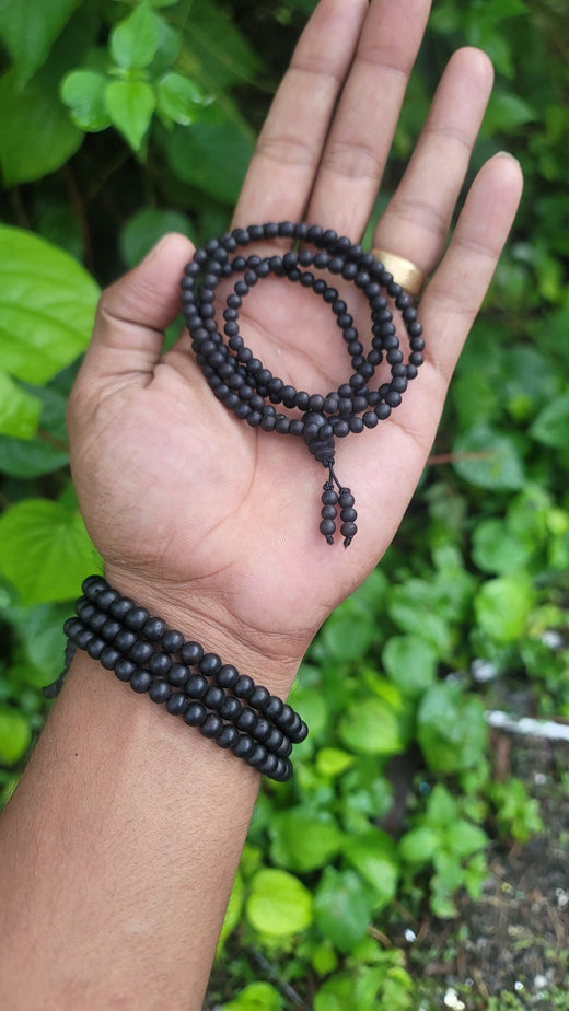 Karungali Malai - 4mm 108 beads in Elastic Band