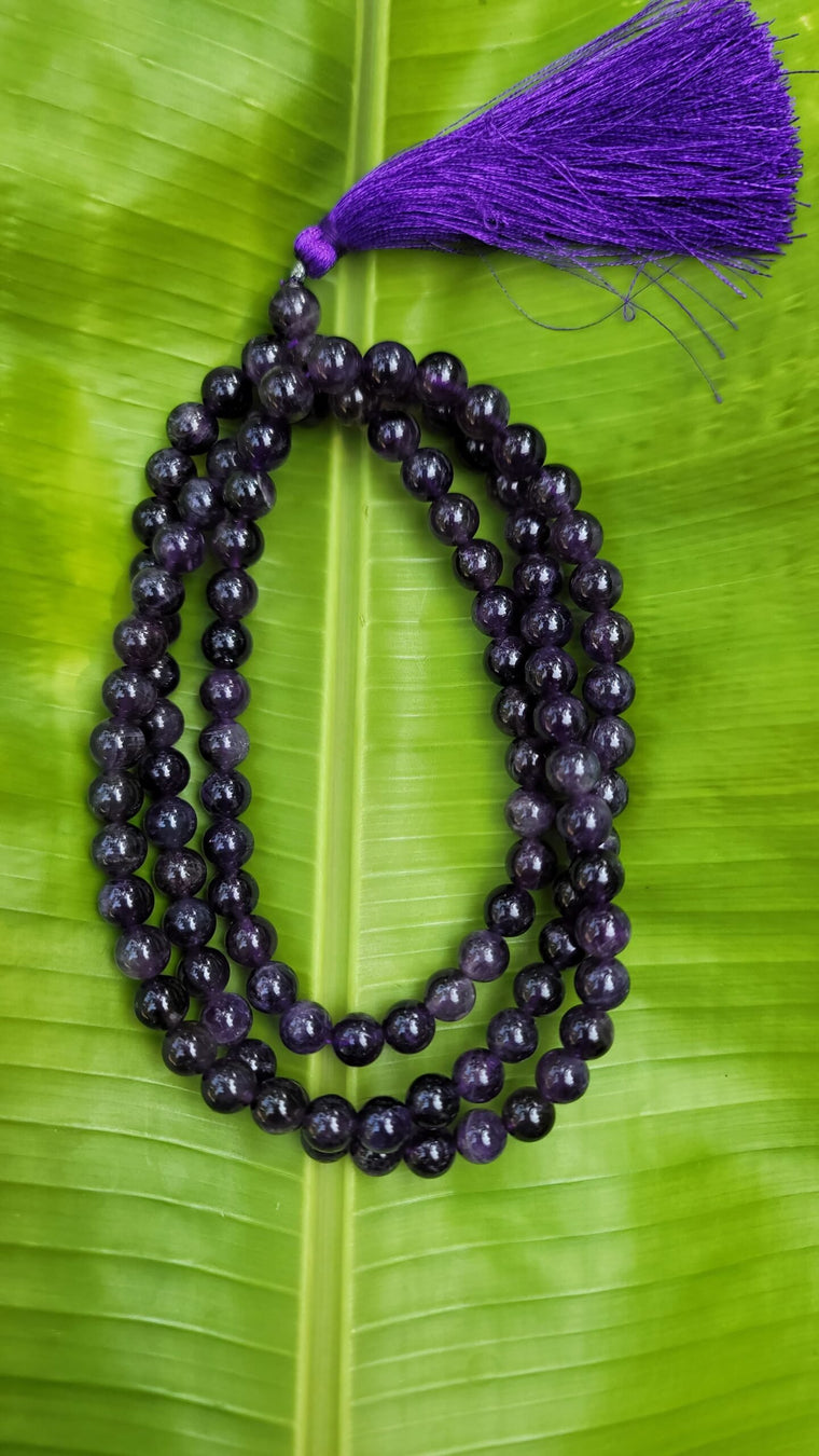 Amethyst Gem stone mala 108 pearls