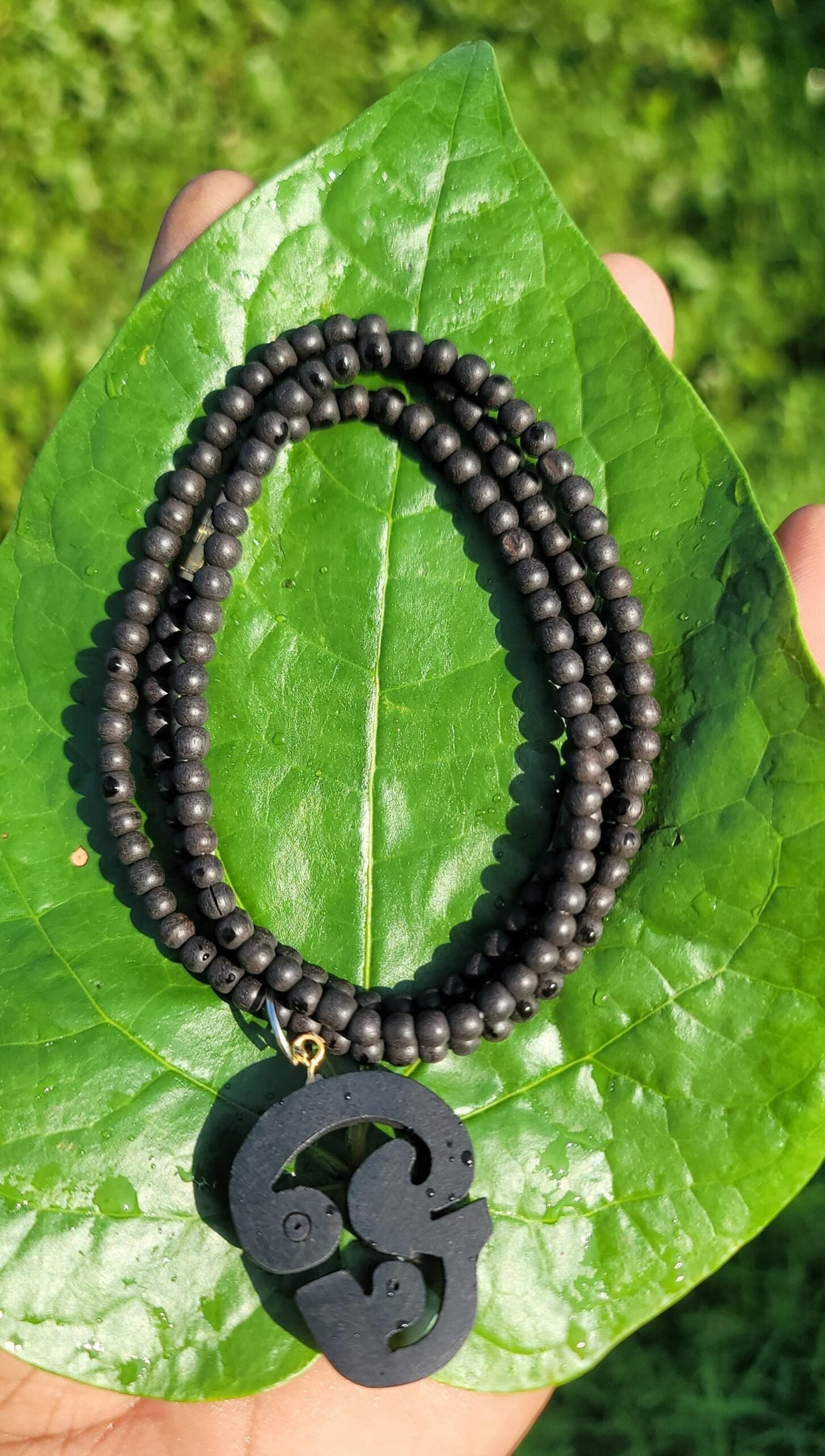 Karungali mala with Tamil Om Pendant-4mm