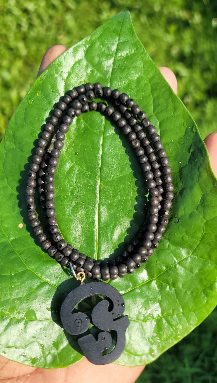 Karungali mala with Tamil Om Pendant-4mm