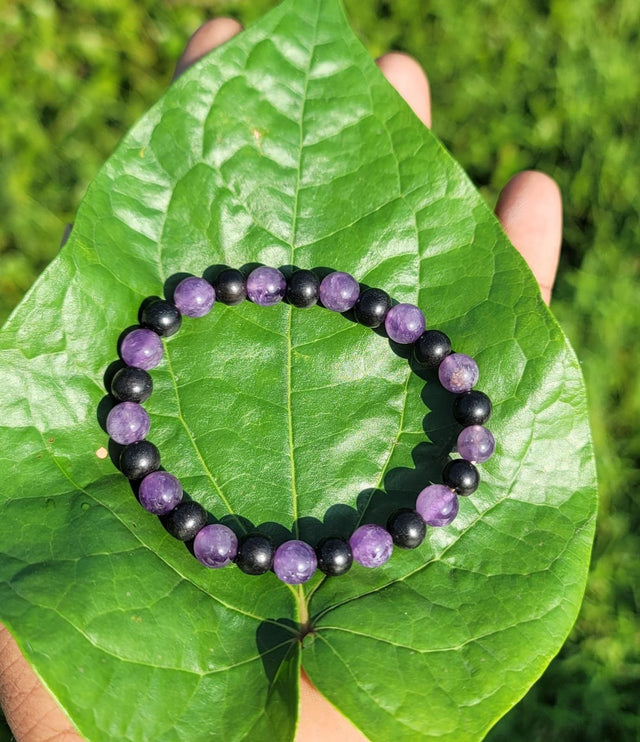 Karungali and Amethyst Bracelet-8mm