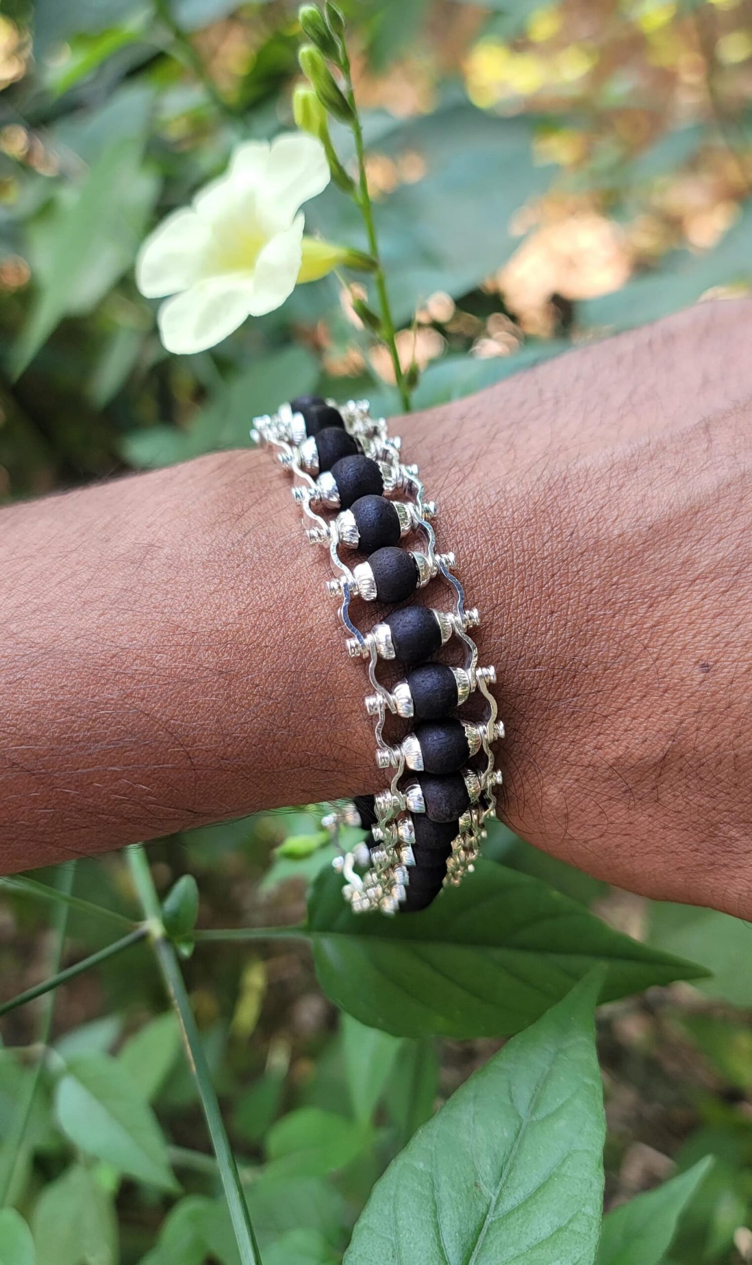 Karungali Pushpa style Silver Coated Bracelet