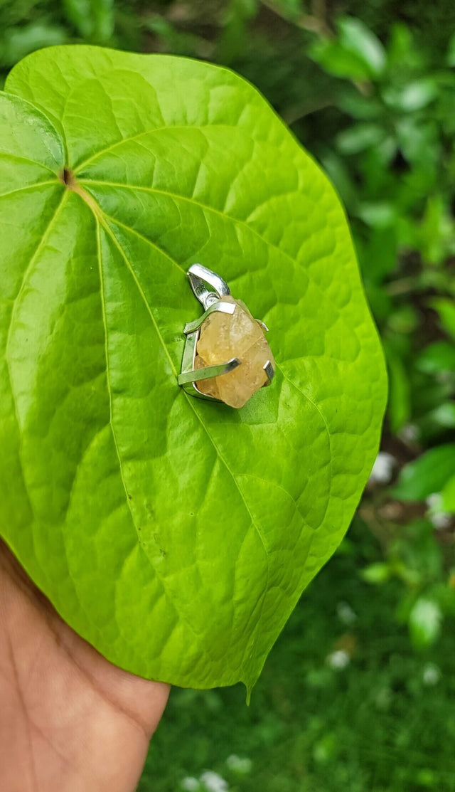 Raw Citrine Gem Stone Pendant