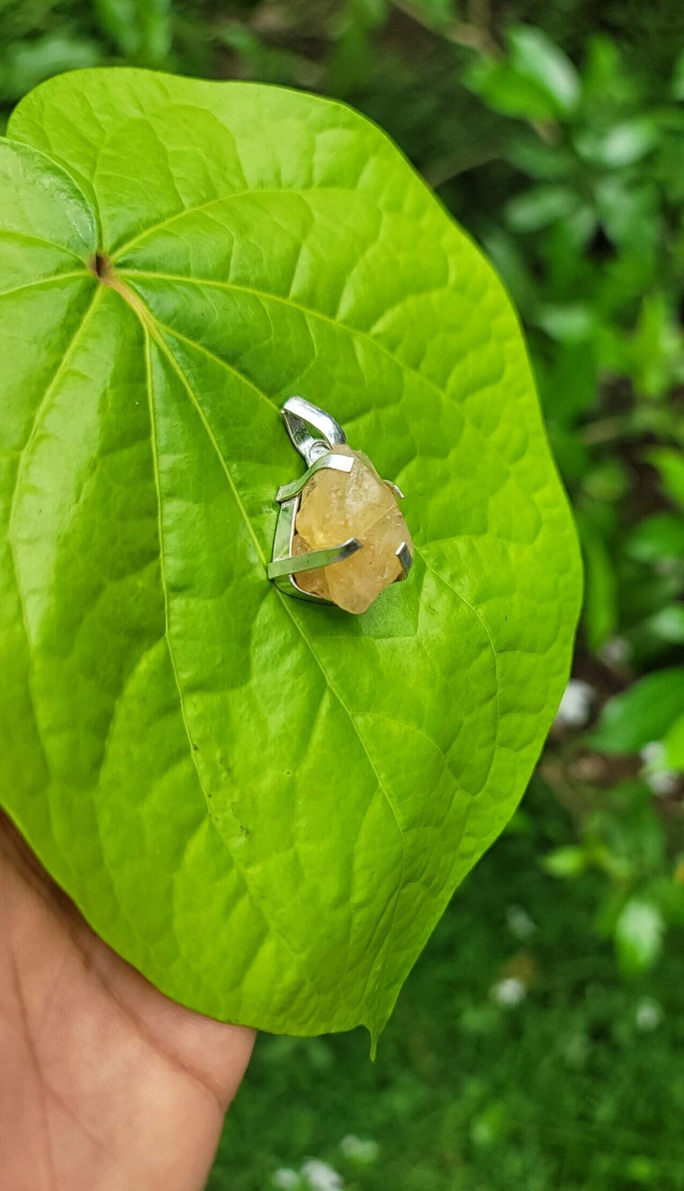 Raw Citrine Gem Stone Pendant