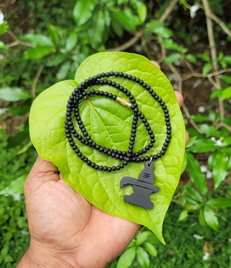 Karungali mala with Shivalinga Pendant-4mm