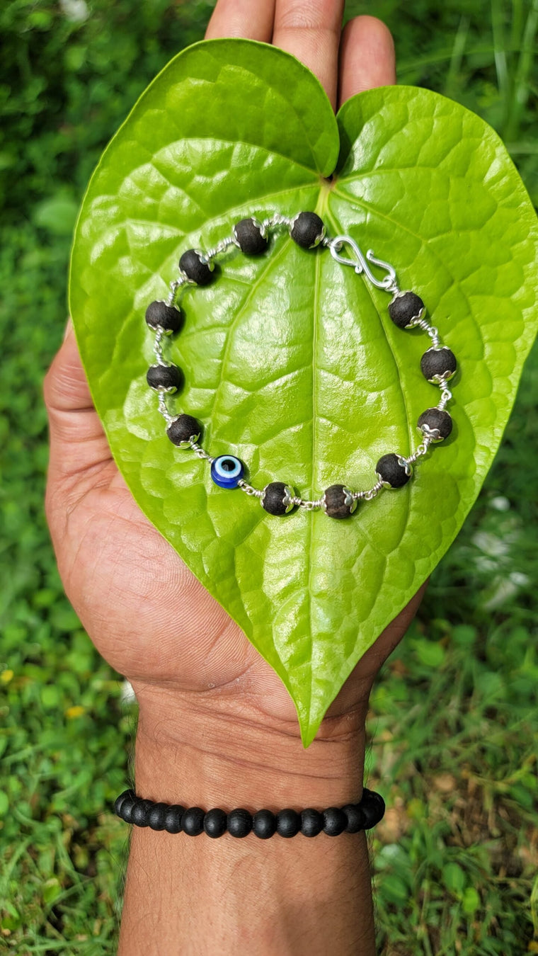 Karungali Silver (925) Bracelet – 8mm with Evil Eye