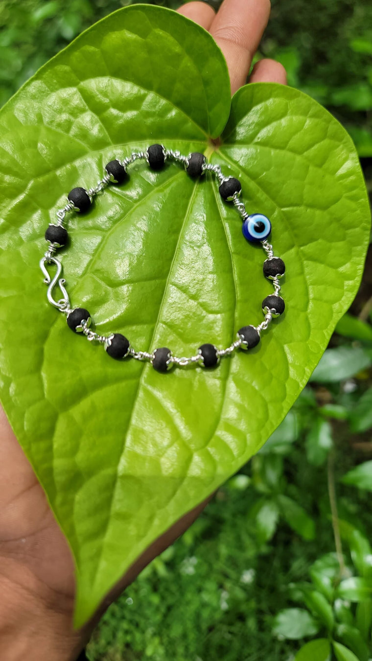 Karungali Silver(925) Bracelet – 6mm wih Evil Eye