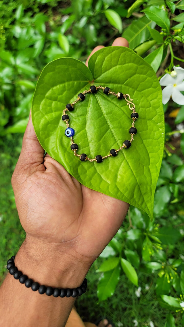 Karungali Panchaloha Bracelet with Evil Eye - 6mm