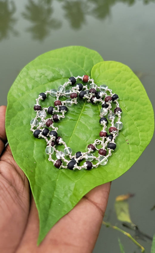 Karungali Redsandal Spatika mala 6mm - 54 beads Silver (925) Mala