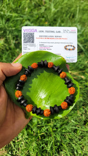 Rudraksha & Karungali Shivalinga Bracelet - 8mm