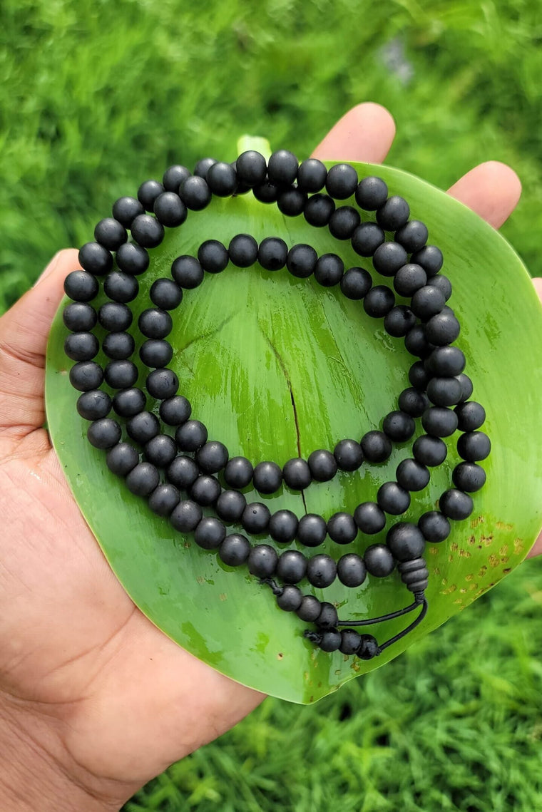 Karungali Mala 8mm 108 beads in Elastic Band