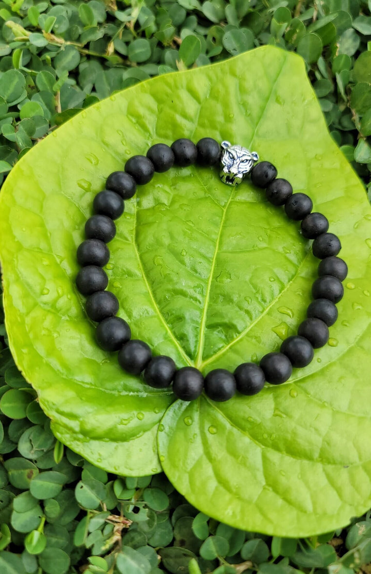 Karungali Bracelet with Tiger Face - 8mm
